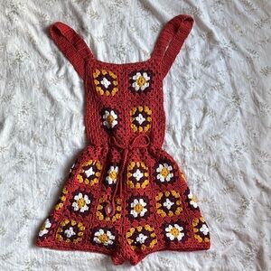 Crochet floral romper in great condition size small